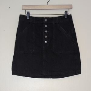 Hollister Denim Button Front Ultra High Rise Mini Skirt